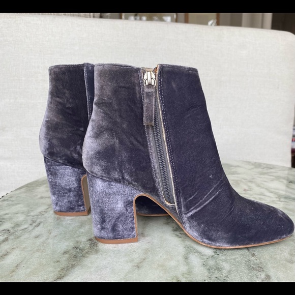Gray Velvet Ankle Boots - Picture 3 of 5